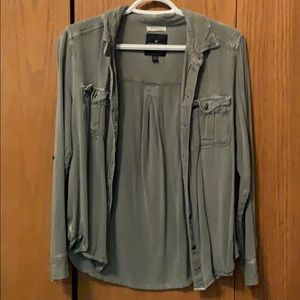 Olive green flannel/button down long sleeve shirt